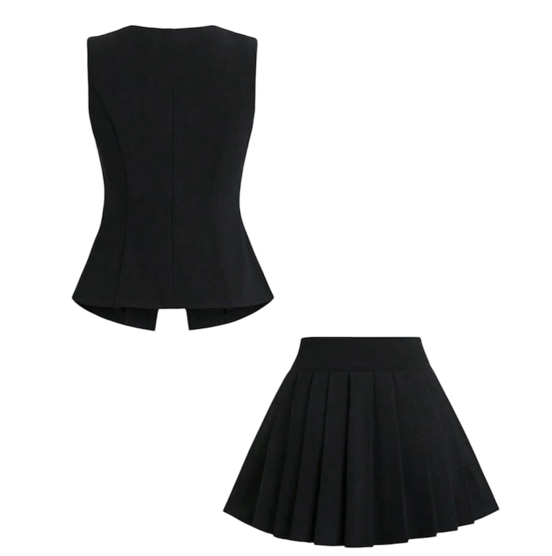 Conjunto de 2 piezas Estilo Colegial Chic talla S Negro.