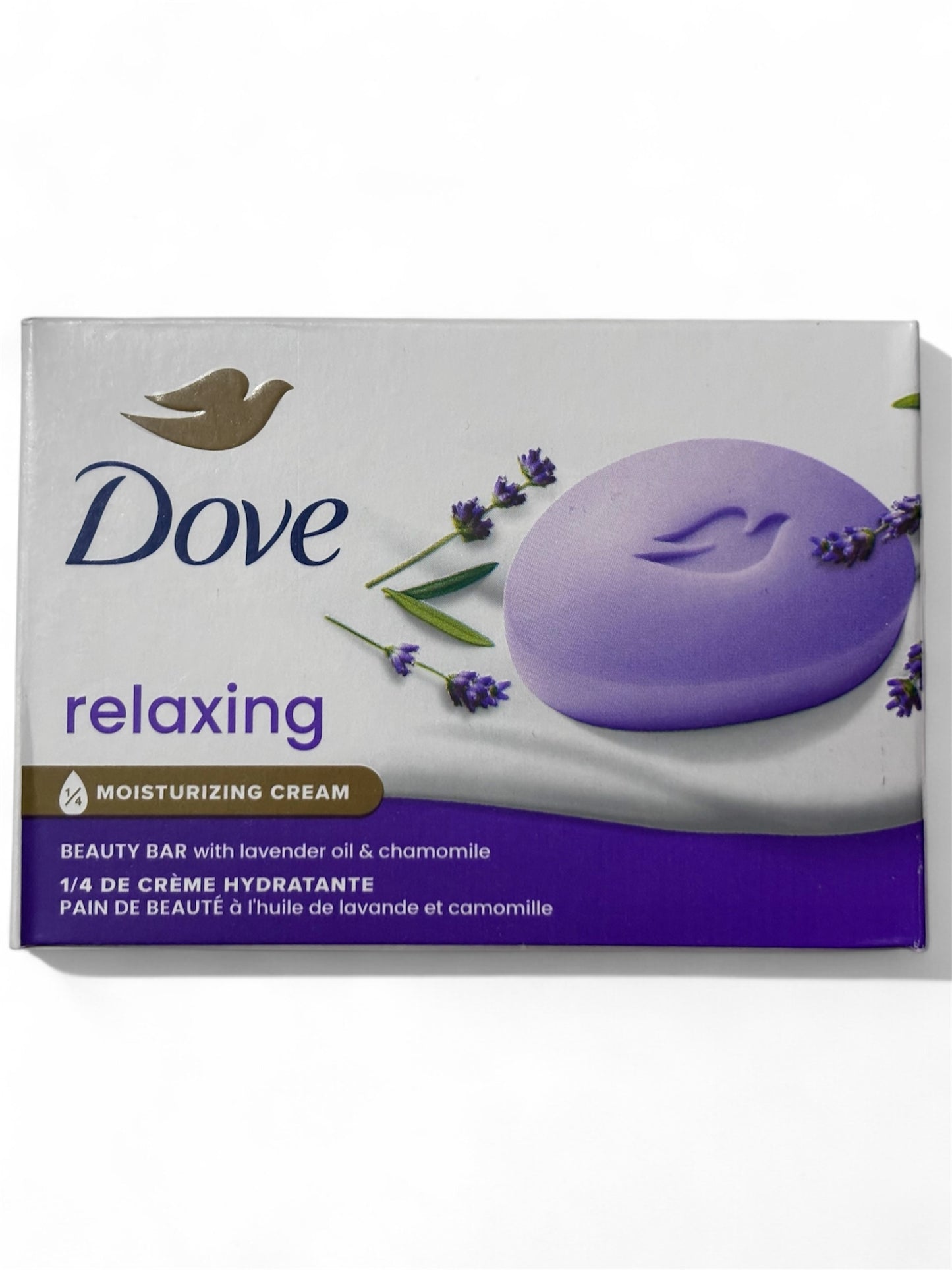 Dove Beauty Bar Jabón de Baño para Mujer Aceite de Lavanda y Manzanilla Relajantes, 3.75 oz 8 Barras