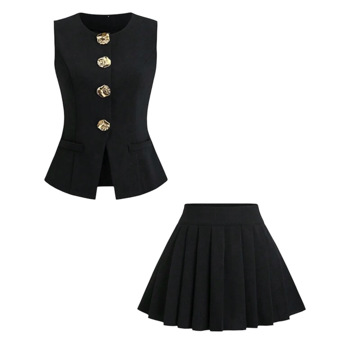 Conjunto de 2 piezas Estilo Colegial Chic talla S Negro.